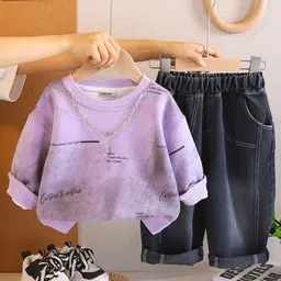 INCLUD Boys Typographic Printed Sweatshirt With Denim Pants-picture-6