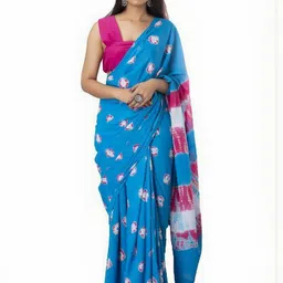 Lovwear Blue Pure Cotton Sarees-picture-13