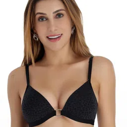 SELFCARE Animal Print Lightly Padded Plunge Bra-36