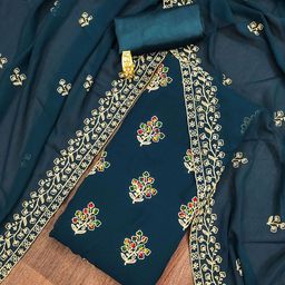SAINOOR Embroidered Silk Georgette Unstitched Dress Material-image-90