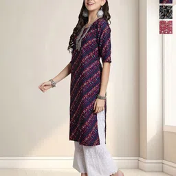 HERE&NOW WomenPack OF-3 Ethnic Motifs Printed Crepe Kurta-image-62