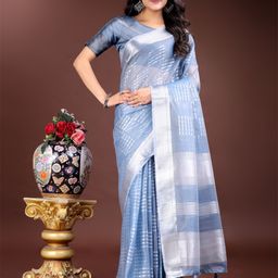 DIVASTRI Striped Zari Organza Saree-image-69