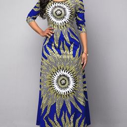 KPOP Ethnic Motifs Printed A-Line Maxi Dress-image-72