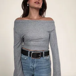 Outzidr Women Off-Shoulder Fitted Crop Top-image-45