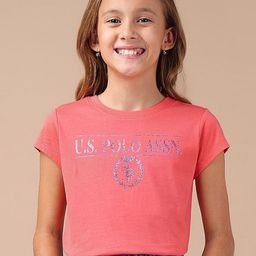 U.S. Polo Assn. Kids Girls Typography Printed Round Neck Regular Fit T-shirt-image-93