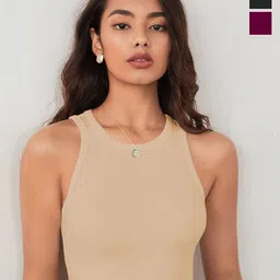 KERI PERRY Women Pack of 3 Vertical Stripes Round Neck Tank Crop Top-picture-19