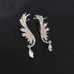 FIMBUL Silver-Plated Rhinestone Studded Classic Ear Cuff Earrings-15