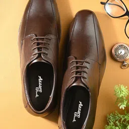 Azzaro Black Men Brown Genuine Leather Formal Derby Shoes-image-92
