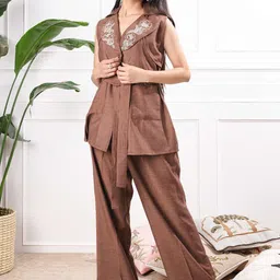WoowZerz Embroidered Coat & Trousers Co-Ord Set-picture-38
