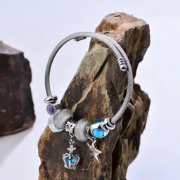 Reenisaa Silver-Plated Artificial Stones Charm Bracelet-image-15