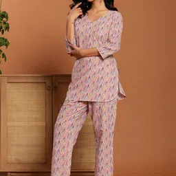 Ragavi Printed Pure Cotton Tunic With Trouser Co-Ords image 5