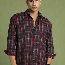 The Roadster Lifestyle Co Checked Pure Cotton Shirt-image-78