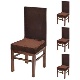 DECOR VATIKA Set Of 4 Brown Stretchable Chair Covers-picture-40