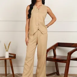 all about you V Neck Sleeveless Waistcoat With Trousers-image-74