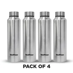 Hindflame Silver-Toned Set of 4 Stainless Steel Solid Water Bottle-image-7