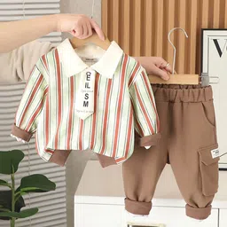 INCLUD Boys Stripes Polo Collar Sweatshirt With Pants-picture-46
