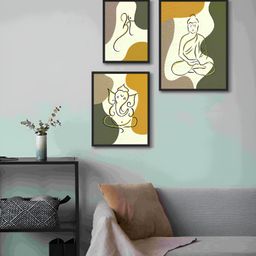 999Store Green & Yellow 3 Piece Canvas Other Wall Paintings-image-35