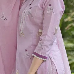 Aaghnya Quirky Printed Round Neck Straight Kurta With Patiala & Dupatta image 3