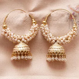 Anouk Gold-Plated Beaded Dome Shaped Jhumkas-image-46
