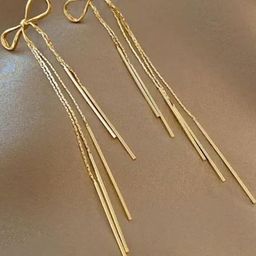 Estailo fashion Gold-Plated Tasselled Quirky Drop Earrings-image-67