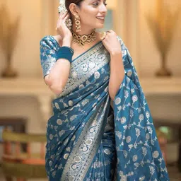 DIVASTRI Woven Design Zari Pure Silk Banarasi Saree-picture-29