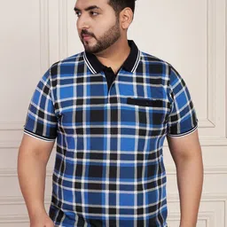 AUSTIVO Checked Printed Polo Collar Pockets Regular Fit T-shirt-62
