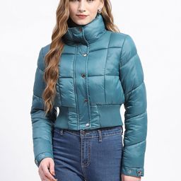 Madame Women Polyester Crop Puffer Jacket-image-53