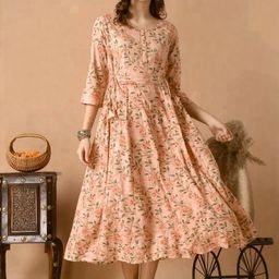 BAIRAJ Floral Printed Round Neck Anarkali Ethnic Dress-picture-38
