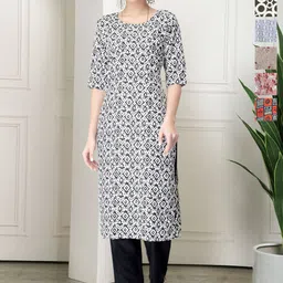 7Threads Women Pack Of 6 Floral Printed Crepe Kurta-image-90