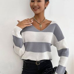 StyleCast Women V-Neck Striped Printed Woollen Pullover-picture-5