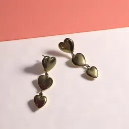 DressBerry Stainless Steel Gold-Plated Heart Shaped Anti Tarnish Drop Earrings-10