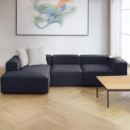 nestroots ElegantEdge Navy Blu 3 Seater L Shaped Sofa-picture-12