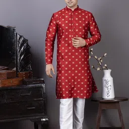 PulseIQ Men Jacquard Straight Kurtas-image-58