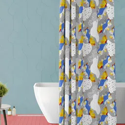 ArtzFolio White & Grey Printed Waterproof Shower Curtain-image-36