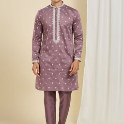 Be Desi Men Floral Embroidered Regular Beads and Stones Kurta with Pyjamas-39