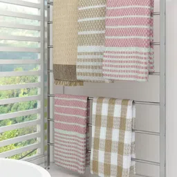 Aura Pink & White 5 Printed Cotton 210 GSM Bath Towel-picture-23