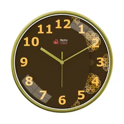 Myntra Elegant Homes Green & Yellow Textured Contemporary Wall Clock-46