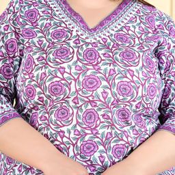 L.H HANDICRAFTS Plus size Floral Printed Regular Pure Cotton Kurta with Palazzos & Dupatta image 2