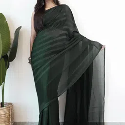 Anouk Rustic Striped Poly Georgette Saree image 2