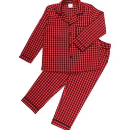 KRISS-CROX Kids Checked Pure Cotton Night suit-picture-11