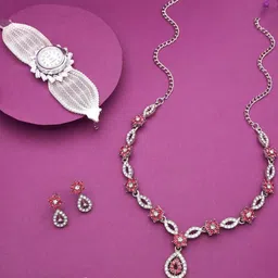 Brado Jewellery Brass American Diamond Gold-Plated Jewellery Set-picture-24