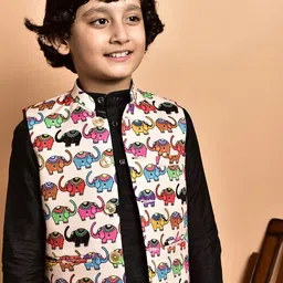 PRINTCULTR Boys Ethnic Motifs Printed Regular Kurta with Pyjamas image 2