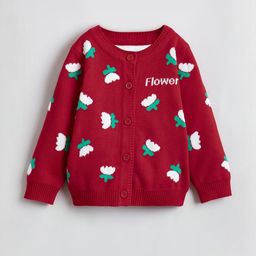 Hopscotch Girls Floral Printed Pure Cotton Sweater-picture-0