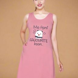 White Moon Printed Nightdress-image-56