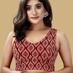 Oomph! Printed V-Neck Saree Blouse-picture-47