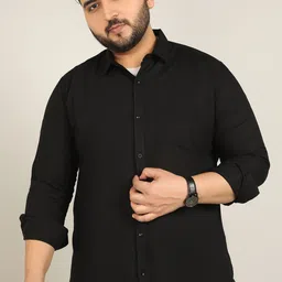 Style Quotient Plus Size Spread Collar Classic Cotton Shirt-image-51