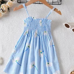 INCLUD Girls Floral Print Smocked Fit & Flare Dress-picture-23