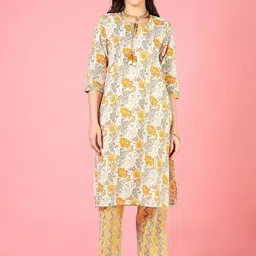 V-Mart Women Floral Printed Regular Pure Cotton Kurta with Palazzos-image-36
