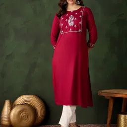 Sangria Embroidered Straight Kurta-picture-13