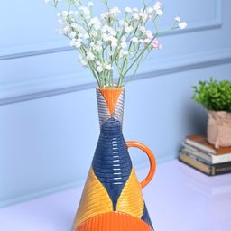 MARKET99 Navy Blue & Yellow Asymmetrical Shaped Ceramic Vase-28